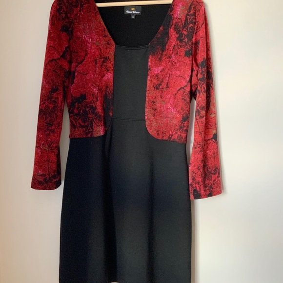 Karkass - 🇨🇦 Canadian designer - Long sleeves velvety black and red dress - Picture 2 of 7